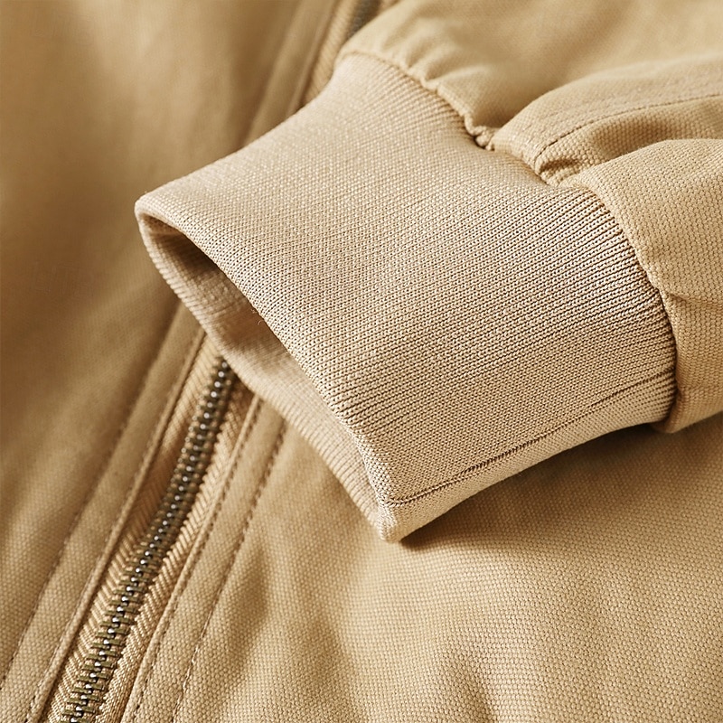 Homens Jaqueta Carga Jaqueta casual Férias Diário Respirável Bolsos Outono Inverno Tecido Moda Clássico Lapela Padrão Preto Marron cáqui Casaco de 2025 por $51.99 –P6