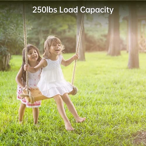 Trehuske med anheng, 61 x 20 x 3 cm, for voksne og barn som veier 227 kg, justerbart hampetau og et trespill i 380 cm 2025 - $102.99 –P6