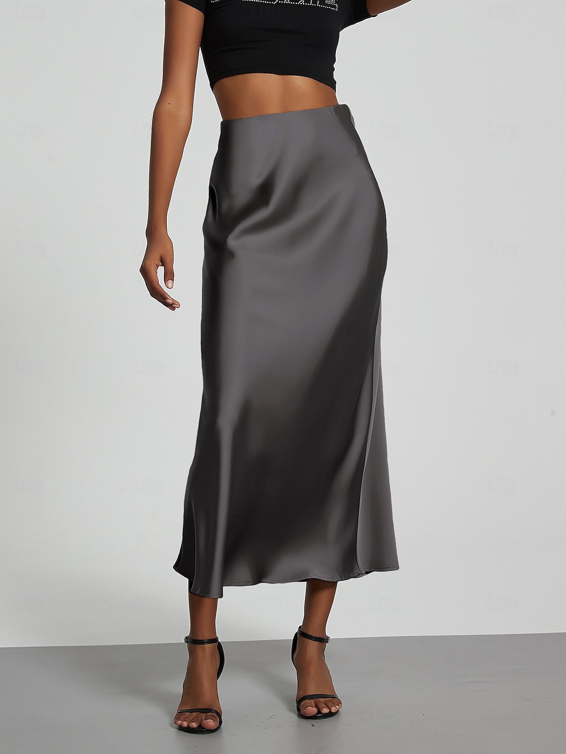 Damen Rock Figurbetont Elegant Mode Midi Hohe Taille Röcke Einfach Mikroelastisch Party Straße Schwarz Wein Khaki Dunkelgrau Frühling Satin Polyester 2025 - $25.99 –P1