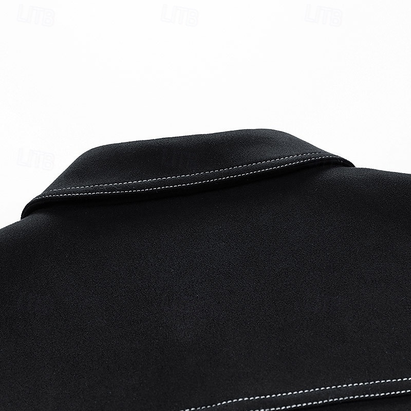 Homens Jaqueta de camurça sintética Férias Diário Respirável Bolsos Primavera Outono Tecido Moda Clássico Lapela Padrão Preto Marron Verde Tropa Casaco de 2025 por $52.99 –P3