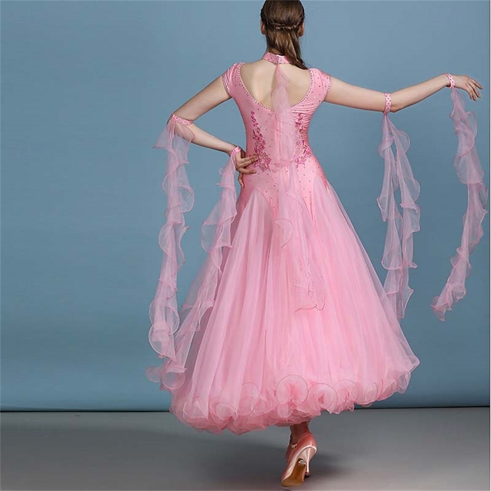 ballroomdansklänning kristaller / strass damföreställning långärmad spandex polyester 2026 - $173.99 –P8
