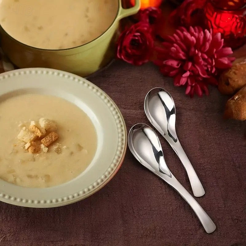 6 pcs Colheres de Sopa de Aço Inoxidável – Design Clássico Minimalista Lavável na Máquina de Lavar Louça Presente Perfeito para Feriados Dia dos Pais Dia das Mães Páscoa Aniversários Aniversários e de 2026 por $20.99 –P4