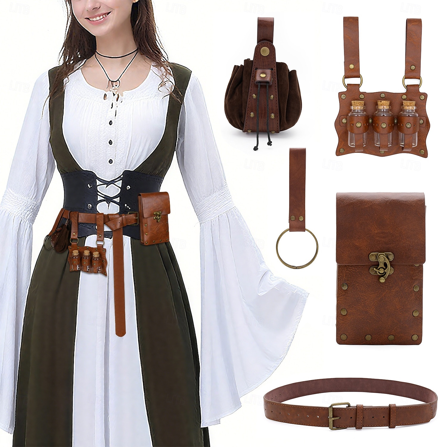 Medieval Renaissance Waist Belt Warrior Viking Fancy Dress Unisex Viking Fantasy Halloween Carnival Performance LARP Ren Faire Adults Waist Belt 2026 - $48.99 –P8
