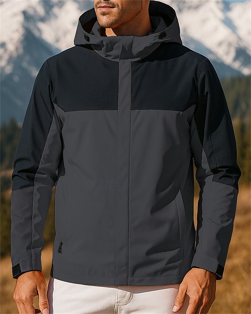 Herren Windjacke Wanderjacke Regenmantel Außen Wasserdicht Winddicht Wanderoutfits Wanderbekleidung Frühling Herbst Jacke Jagd Angeln Camping / Wandern / Höhlenforschung Dunkelgrau Rot Blau 2025 - $32.99 –P4