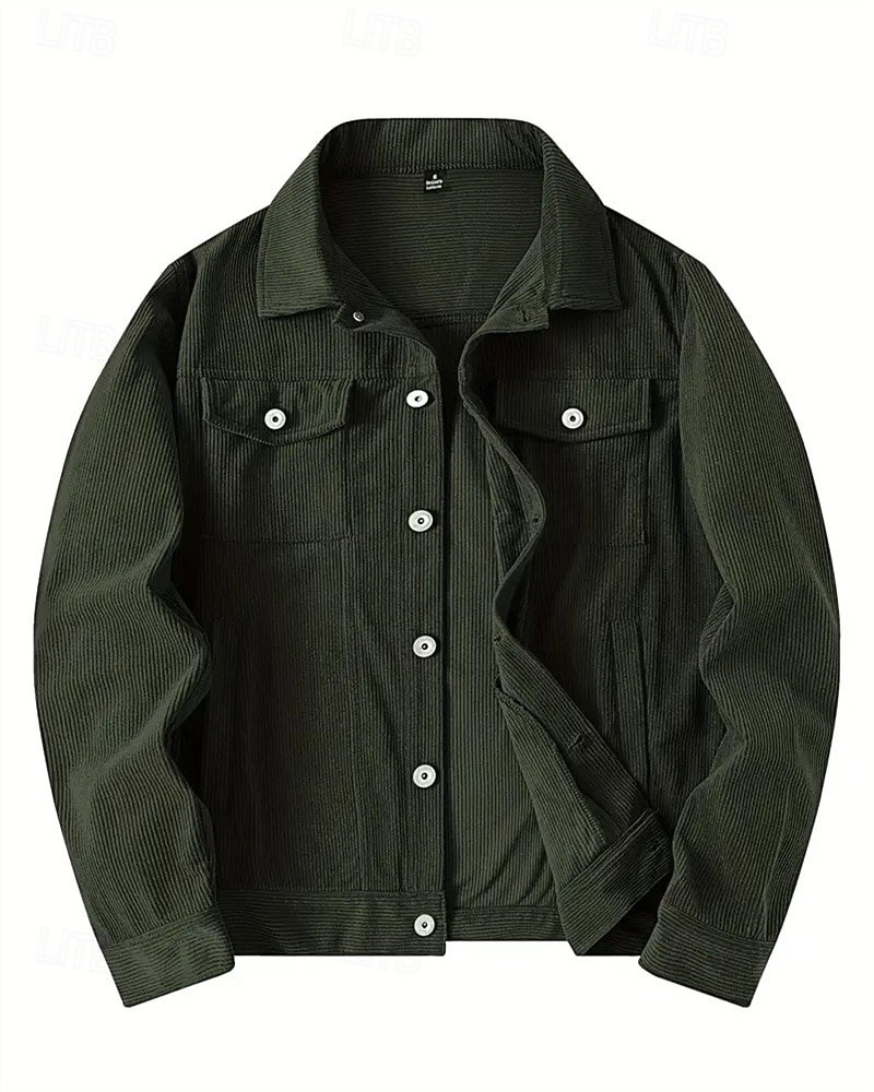 Per uomo Giacca in Velluto a Coste Giacca Cargo Giacca Casual Vacanza Quotidiano Caldo Tasca Autunno & Inverno Semplice Moda Classico Bavero Regolare Nero Blu Verde militare Caffè Giacca del 2025 a $33.99 –P8