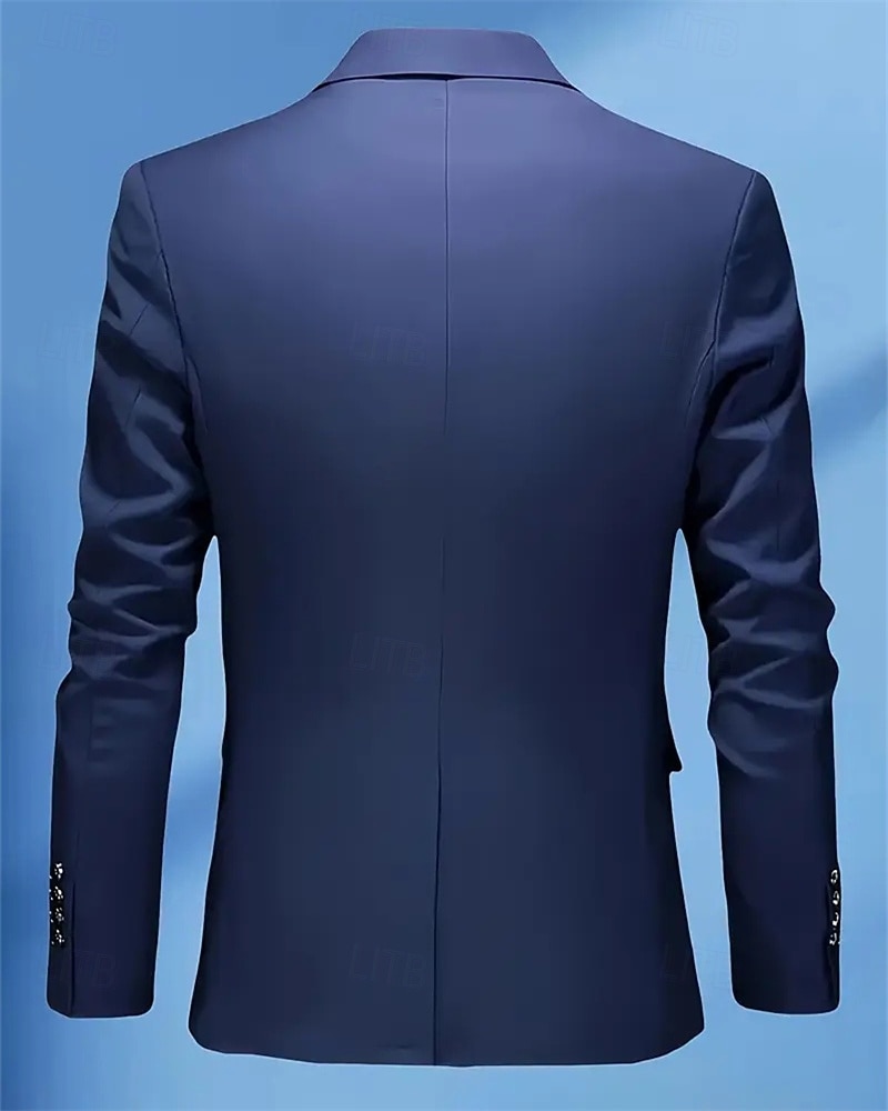 Herre Blazer Virksomhet Cocktailfest Bryllupsfest Mote Fritid Vår Høst Polyester عادي Lomme Knapper Bekvem Enkeltkneppet Blazer Svart Navyblå Himmelblå 2026 - $65.99 –P10