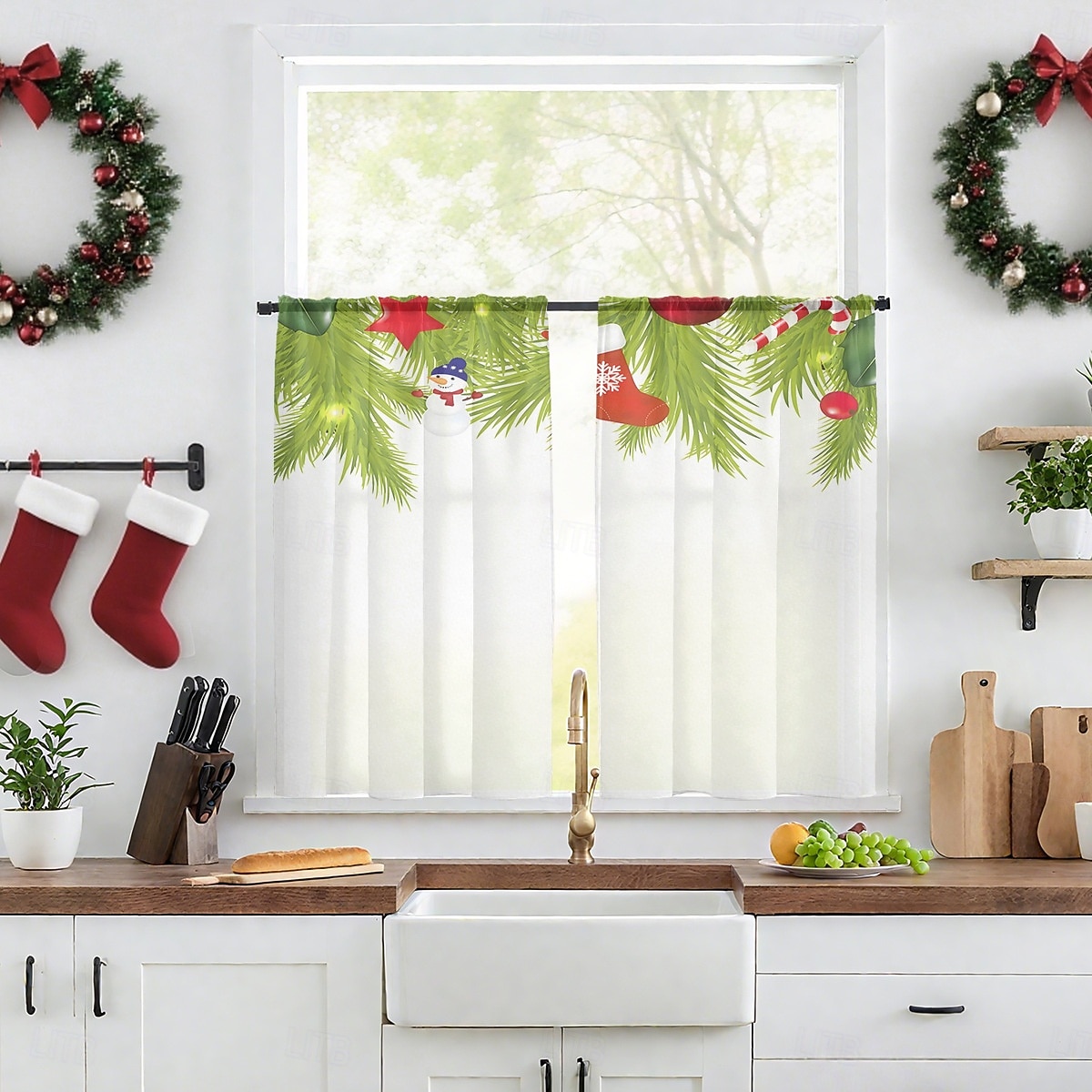 1 st ny julserie transparent gardin, 3D digitaltryckt stångficka fönstervoile, sovrum &vardagsrumsdekoration, direkt från fabriken 2025 - $12.49 –P7