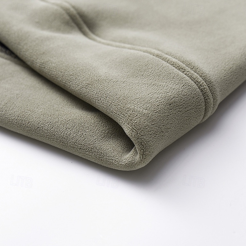 Men's Winter Jacket Fleece Jacket Casual Jacket Vacation Daily Thermal Warm Pocket Fleece Fall Winter Plain Fashion Streetwear Lapel Regular Black Khaki Army Green Dark Blue Jacket 2026 - $45.99 –P9