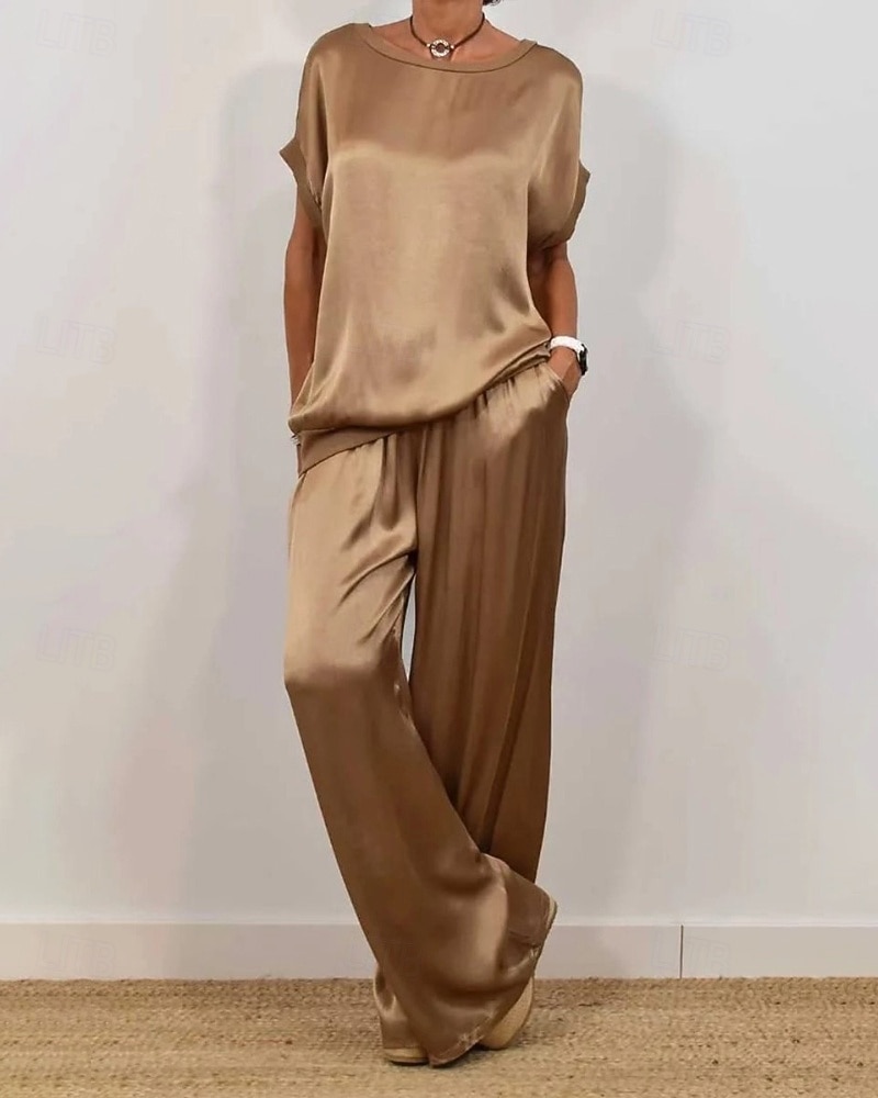 Dam Aktiv Streetwear Byxuppsättningar Bolero Top Kortärmad Rund hals Slät Utomhus Semester Dagligen Mörkgrå Svart Vit Vår Normal 2025 - $29.99 –P4