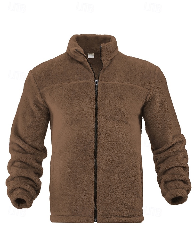 Pánské Zimní bunda Teddy Coat Neformální bunda Dovolená Denní Zahřívací Kapsy Fleece Podzim zima Bez vzoru Módní Šik ven Stojáček Standardní Černá Námořnická modř Hnědá Khaki Tmavě šedá Saka 2025 - $32.99 –P12