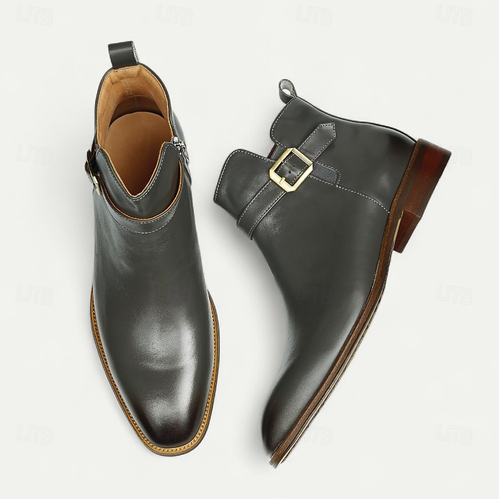stivaletti alla caviglia da uomo con fibbia bianca, moderni stivali alla moda con cerniera laterale e cinturino per matrimoni, feste e abbigliamento casual alla moda del 2026 a $129.99 –P4