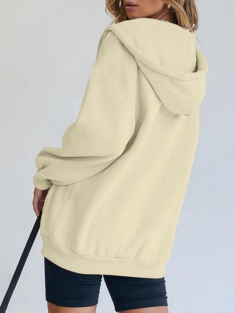 Mulheres Casaco com capuz Confortável Respirável Bolsos Botões Casual Tecido Férias Rua Casual Roupa Diária Não Trespassado Padrão Com Capuz Normal Manga Longa agasalhos Branco Amarelo Azul Primavera de 2026 por $28.99 –P10