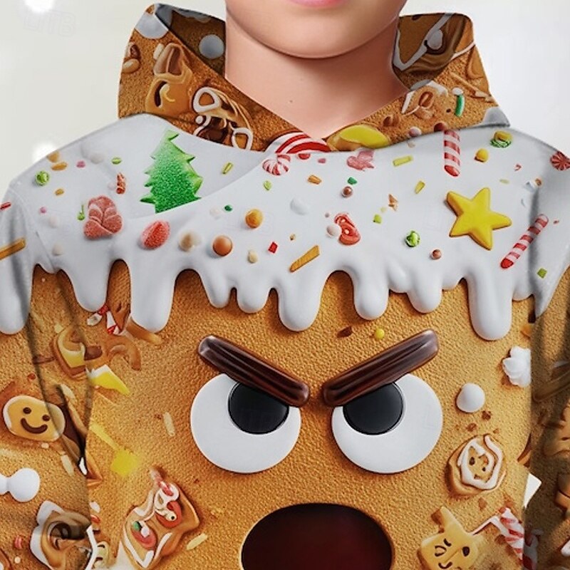 Christmas Boys' 3D Graphic Gingerbread Hoodie Long Sleeve Spring Fall Fashion Streetwear Kids 4-12 Years Hooded Outdoor Casual Daily Regular Fit 2026 - $18.99 –P2