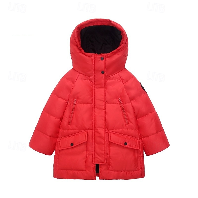 Bambini Ragazze Cappotto in Piuma Giacca Imbottita Tinta unica Moda Tasca Scuola Cappotto Capispalla 4-12 Anni Autunno Nero Rosso Viola del 2025 a $51.99 –P2
