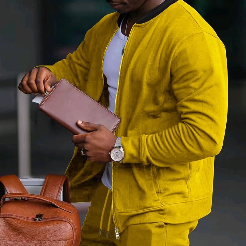 Per uomo Giacca Leggera Giacca Casual Vacanza Quotidiano Traspirante Tasca Primavera Autunno Blocco di colori Moda Classico Collo alla coreana Regolare Nero Giallo Rosso Blu marino Blu reale Giacca del 2026 a $24.99 –P3