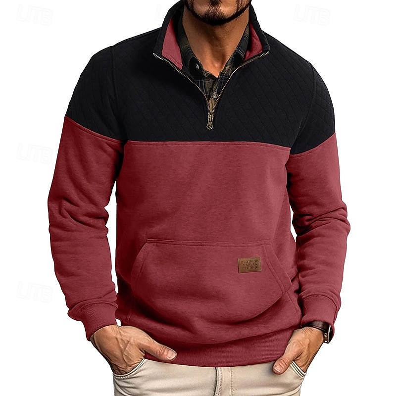 Homens Moletom Moletom Waffle Moletom com capuz Estacionar Moletom com zíper Verde Tropa Vinho Azul Real Marron Cáqui Colarinho Clerical Tecido Patchwork Desportos e Ar livre Casual Diário Roupa de de 2025 por $27.99 –P7