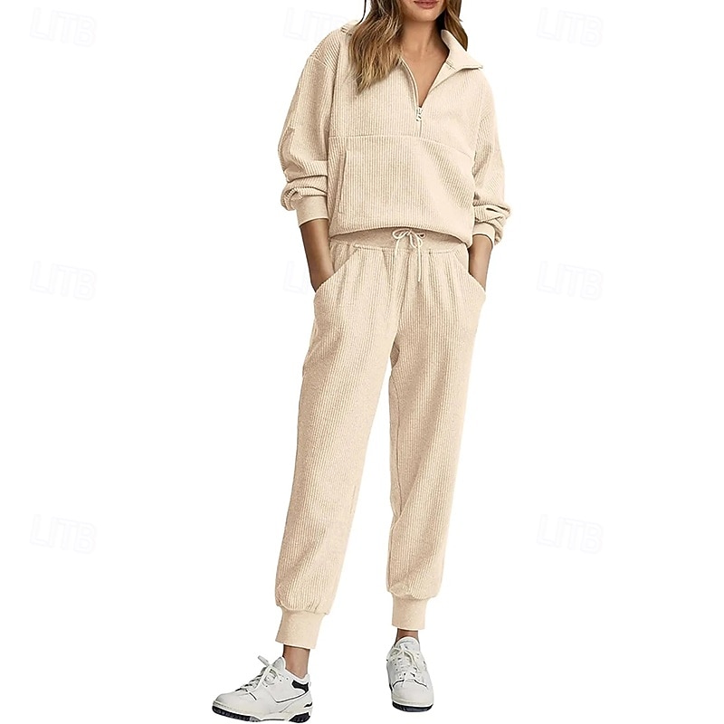 Γυναικεία Σετ Φόρμας με Πουλόβερ Φόρμα 2 τεμαχίων Ρούχα για χαλάρωση με τσέπη Μονόχρωμο Ρούχα σύνολα Φθινόπωρο Μαύρο Ροζ Γυμναστήριο Τρέξιμο Καταλληλότητα Αναπνέει Μακρυμάνικο Αθλητισμός 2026 - $42.99 –P11