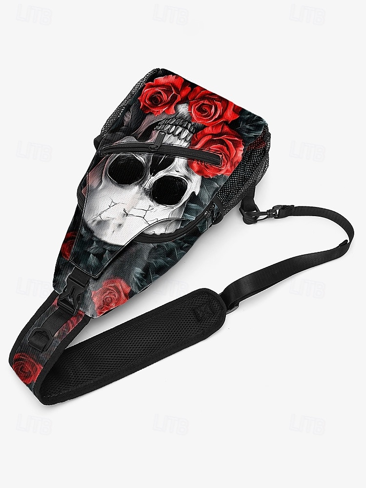 Męskie Torba przez ramię Saszetka na klatkę piersiową Torba na ramię Poliester Na zewnątrz Halloween Codzienne Zamek Nadruk Duża pojemność Lekki Multi Carry Czaszka Czarny / Złoty Czarny / Czerwony 2025 - $24.99 –P11