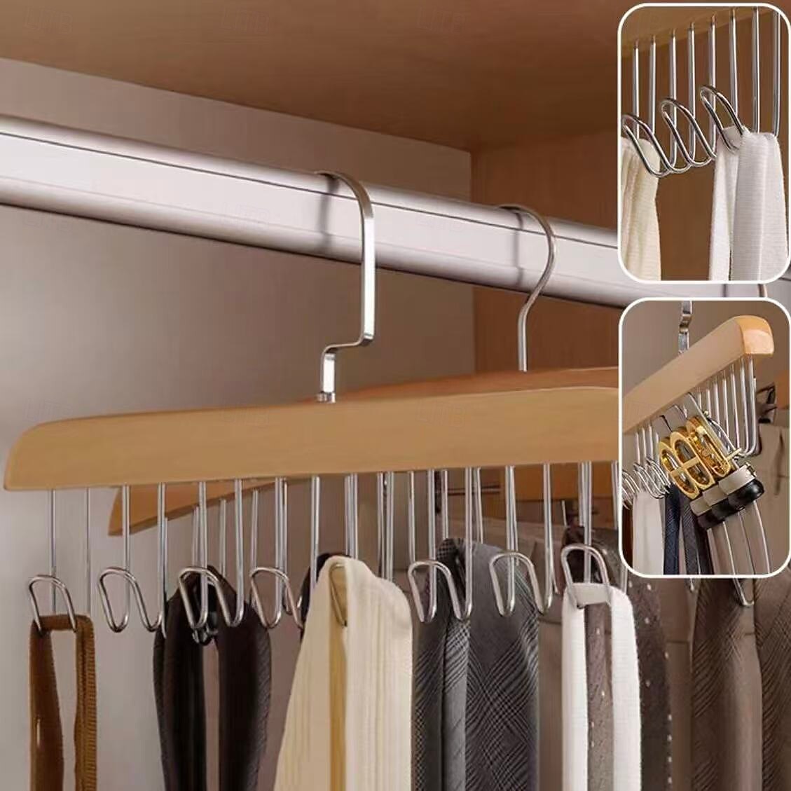 2 db-os csúszásgátló, többfunkciós fa kabátakasztó – falra szerelhető fogas kabátokhoz, sapkákhoz, táskákhoz, sálakhoz és övekhez, hálószobába &otthoni szervező 2026 - $9.99 –P11