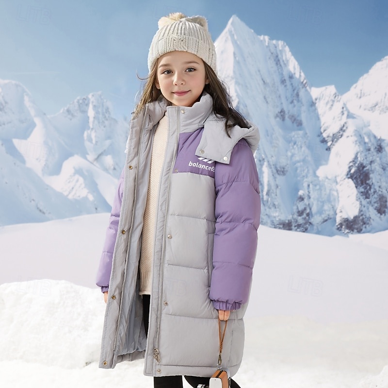 Bambini Ragazze Giacca in piuma Giacca da esterno Giacca Imbottita Blocco di colori Moda Tenere al caldo Antivento All'aperto Cappotto Capispalla 4-12 Anni Autunno Nero Rosa Viola del 2025 a $79.99 –P1