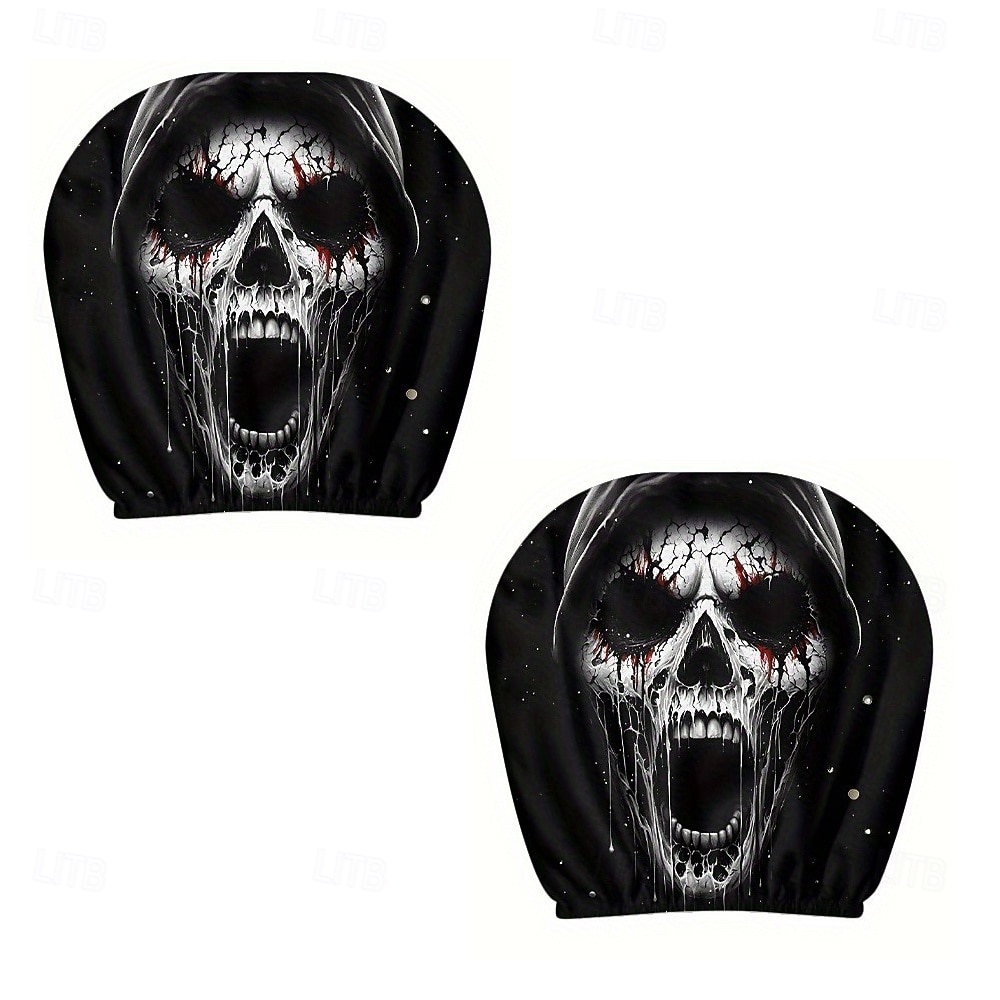 2 pièces effrayantes pour Halloween &Housses d'appui-tête de voiture de Noël - Convient à tous les véhicules Conception sans coussin de remplissage Installation facile - Décorations intérieures de 2025 ? $12.99 –P9