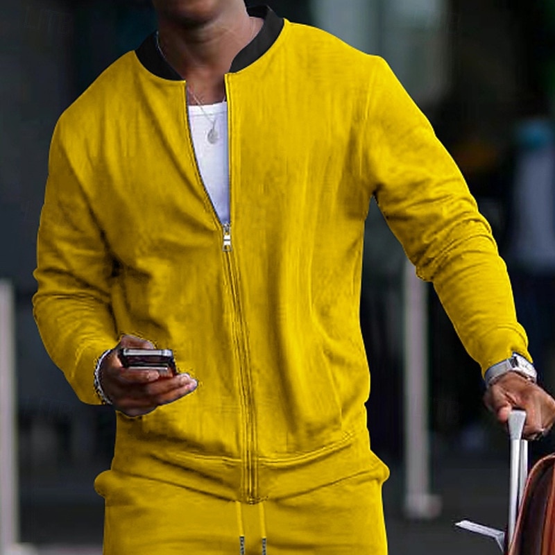 Per uomo Giacca Leggera Giacca Casual Vacanza Quotidiano Traspirante Tasca Primavera Autunno Blocco di colori Moda Classico Collo alla coreana Regolare Nero Giallo Rosso Blu marino Blu reale Giacca del 2026 a $24.99 –P1