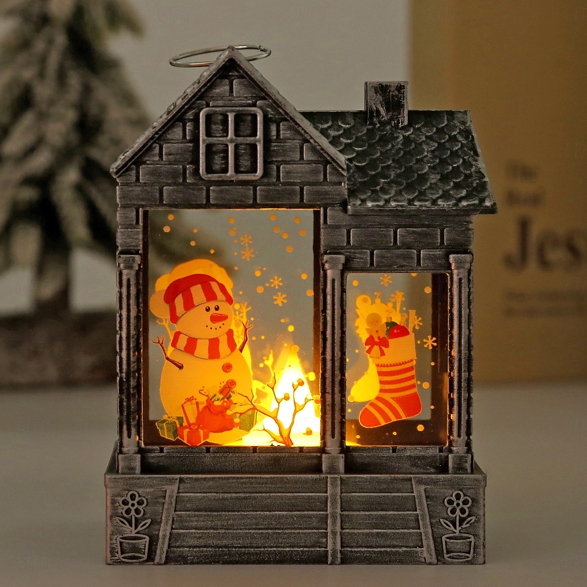 1 Pc 12.2 * 8.9CM Christmas retro small house shaped LED electronic candle night light desktop Christmas style ornament light LR1130 * 3 battery 2025 - $3.49 –P1
