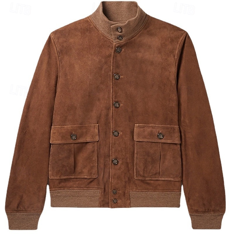 Per uomo Giacca in finta pelle scamosciata Giacca Casual Vacanza Quotidiano Caldo Tasca Autunno Inverno Semplice Moda Classico Collo alla coreana Regolare Marrone Giacca del 2025 a $35.99 –P3