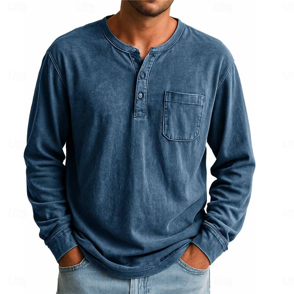 SoftFade™ Men's Henley Shirt T shirt Tee Long Sleeve Vintage Retro Vintage Casual Vintage Style Garment Dyed Faded Henley Casual Spring Fall Gray Purple Henley T-Shirt 2026 - $32.99 –P6