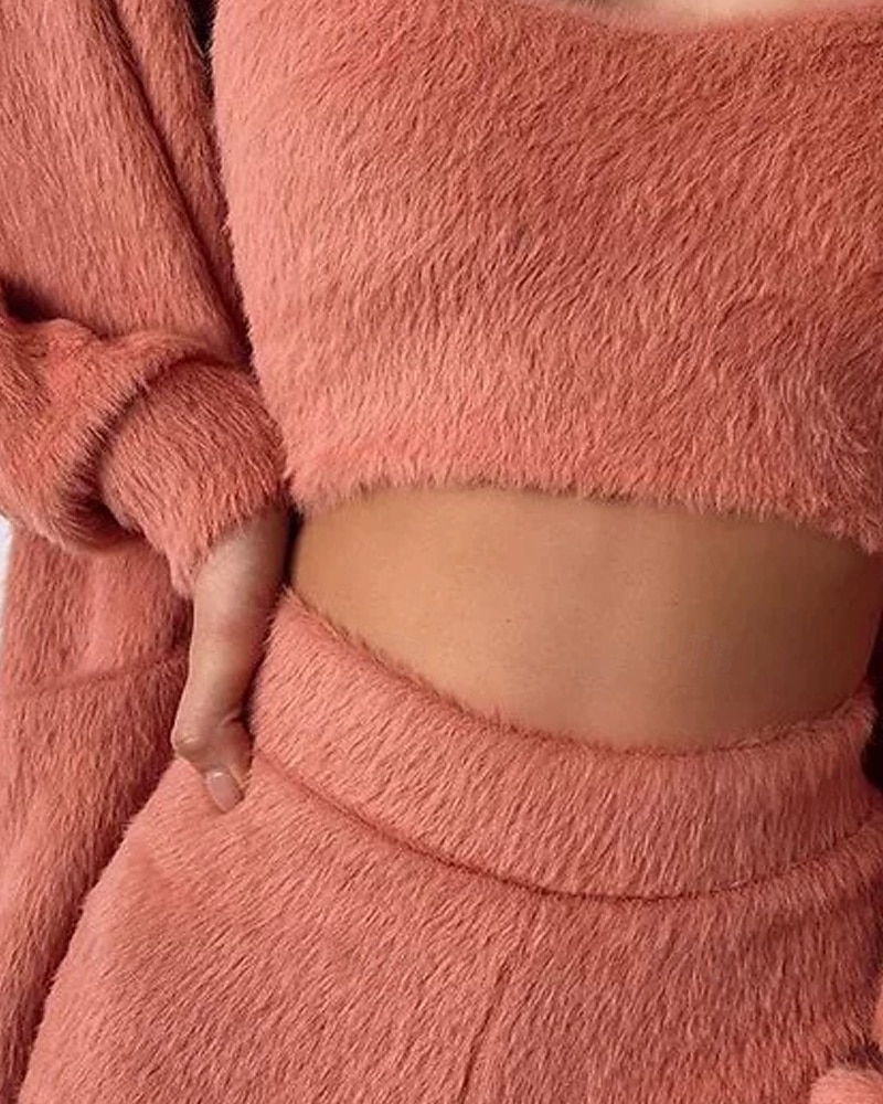 Dam Pyjamas Vardagsklädsel Mode Ledigt Ren färg Shorts Semester Hem Säng Långärmad Rund hals Orange Höst Vinter Normal 2025 - $34.99 –P3