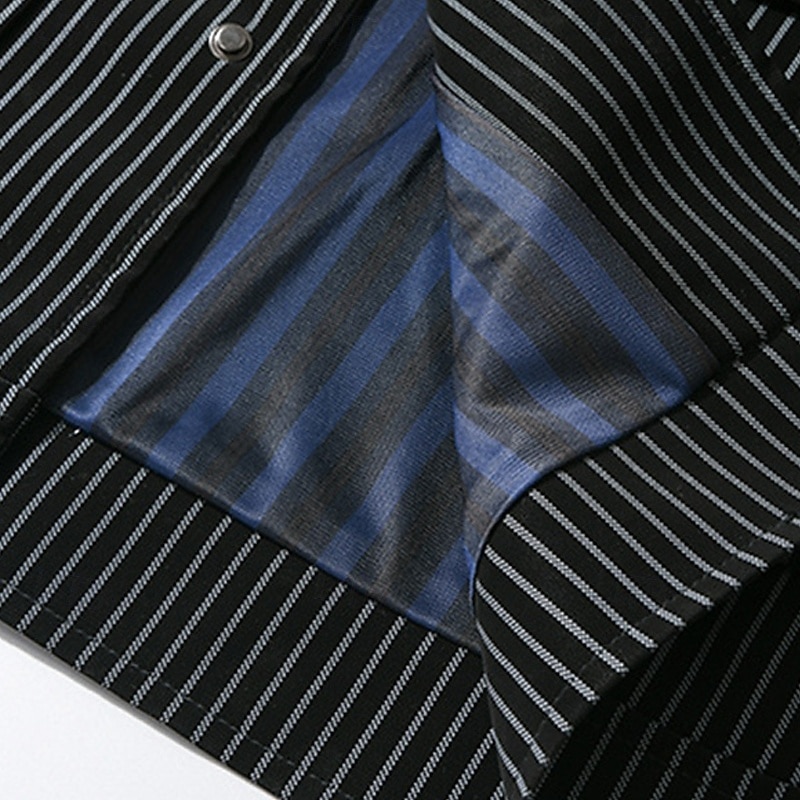 Homme Veste Légère Veste Cargo Veste Décontractée Vacances Quotidien Respirant Avec Poches Printemps Automne Rayure Mode Classique Revers Régulier Noir Café Veste de 2026 ? $50.99 –P9