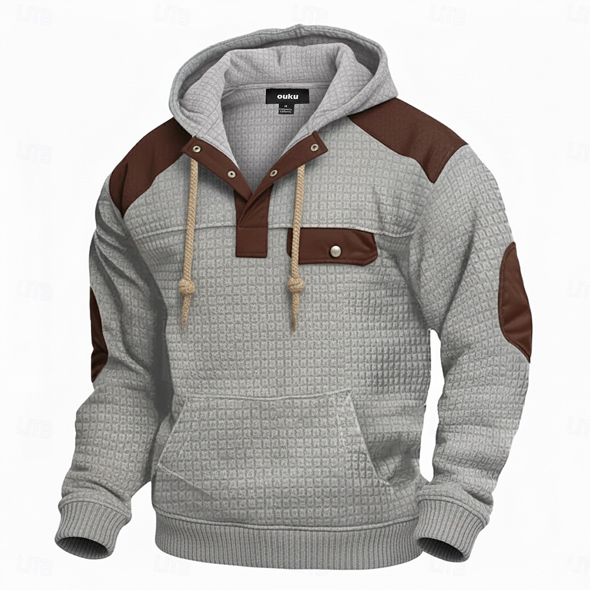 Homens Moletom Moletons Waffle Moletom com capuz Preto Vinho Azul Marinha Cáqui Cinza Claro Com Capuz Henley Tecido Patchwork Bloco de cor Desportos e Ar livre Casual Diário Roupa de rua Legal Roupa de 2025 por $27.99 –P4