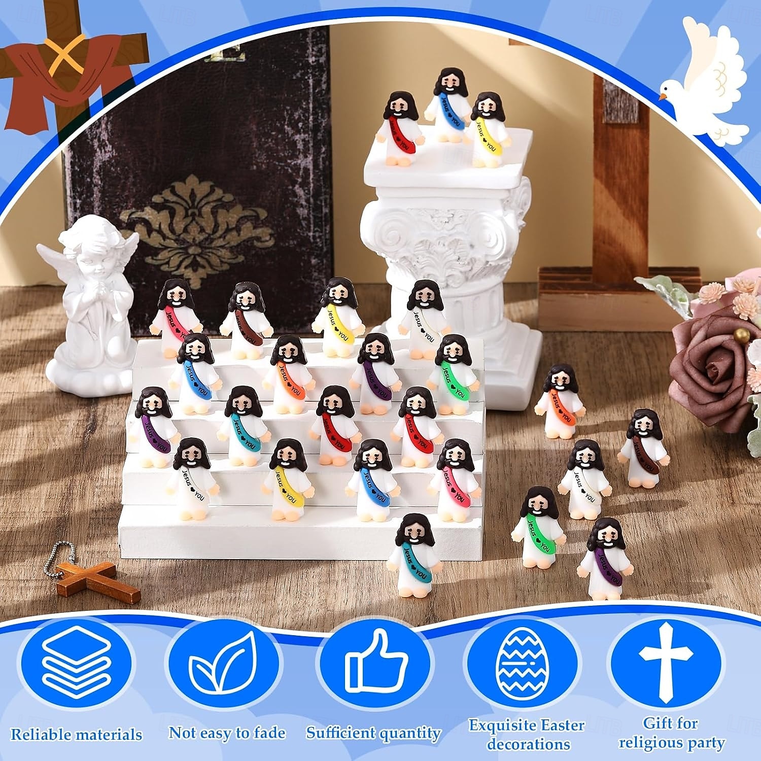 50/100 Stück kleine Jesusfiguren, Original Jesus, ich liebe dich, in Großpackung, winzige Statuen, Mini-Gummispielzeug zum Verstecken spielen, Weihnachts-, religiöse Party-Gastgeschenke, Sonntagsschule 2026 - $21.99 –P6