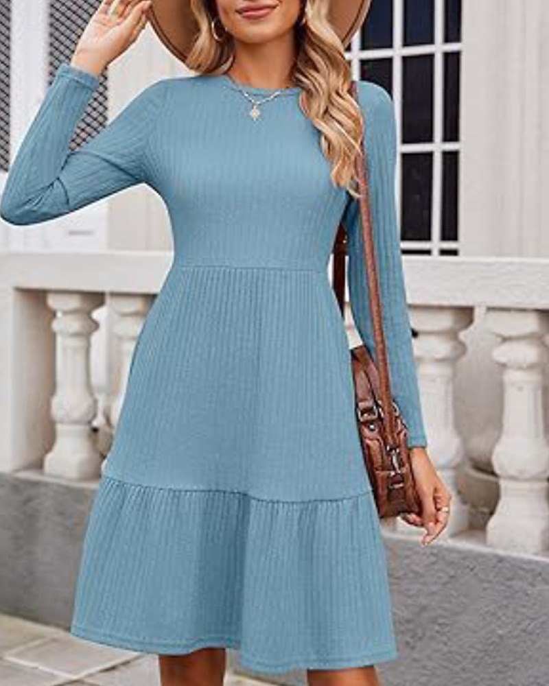 Damen Minikleid Pulloverkleid Freizeitkleid Modern Outdoor Täglich Ausgehen Normale Passform Einfach Langarm Rundhalsausschnitt Wein Braun Grün Grau Frühling Herbst 2025 - $26.99 –P8