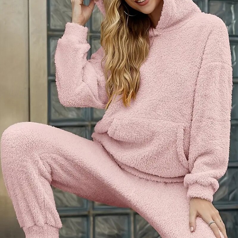 نسائي بدلة رياضية من قطعتين هودي صالة مجموعات بدلات رياضية لون سادة أطقم ملابس رياضية خريف & شتاء أسود أبيض الصالة الرياضية الخارج ركض كم طويل رياضة ألبسة رياضية مرن نسبياً عادي 2026 - $42.99 –P19