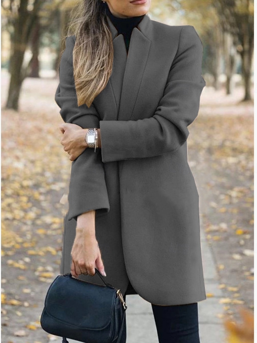 Femmes Veste d'hiver Chaud Respirant Coupe ajustée Élégant Occasionnel Uni Vacances Rue Occasionnel Tenue quotidienne Ouvert devant Long Col montant Coupe régulière manche longue Vêtements d'extérieur de 2025 ? $31.99 –P9