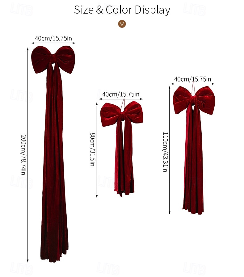 Christmas Extra Large Velvet Bows Christmas Tree Topper Burgundy Holiday Decoration Hanging Ornament for Xmas Tree, Festive Bow for Home Party Decor 2026 - $23.99 –P1