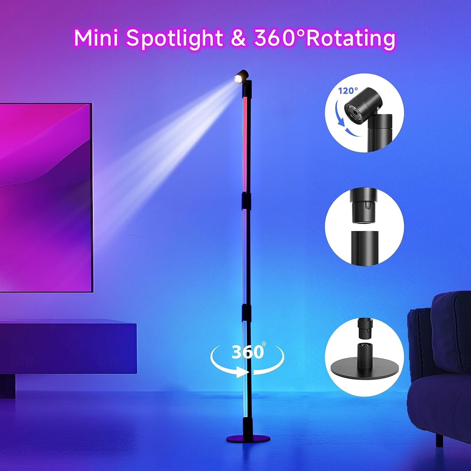 Corner Floor Lamp RGB, LED Floor Lamp with Music Sync and 16 Million DIY Colors, App & Remote Control, Color Changing Modern Smart Corner Lamp for Bedroom Living Room 2026 - $62.99 –P4