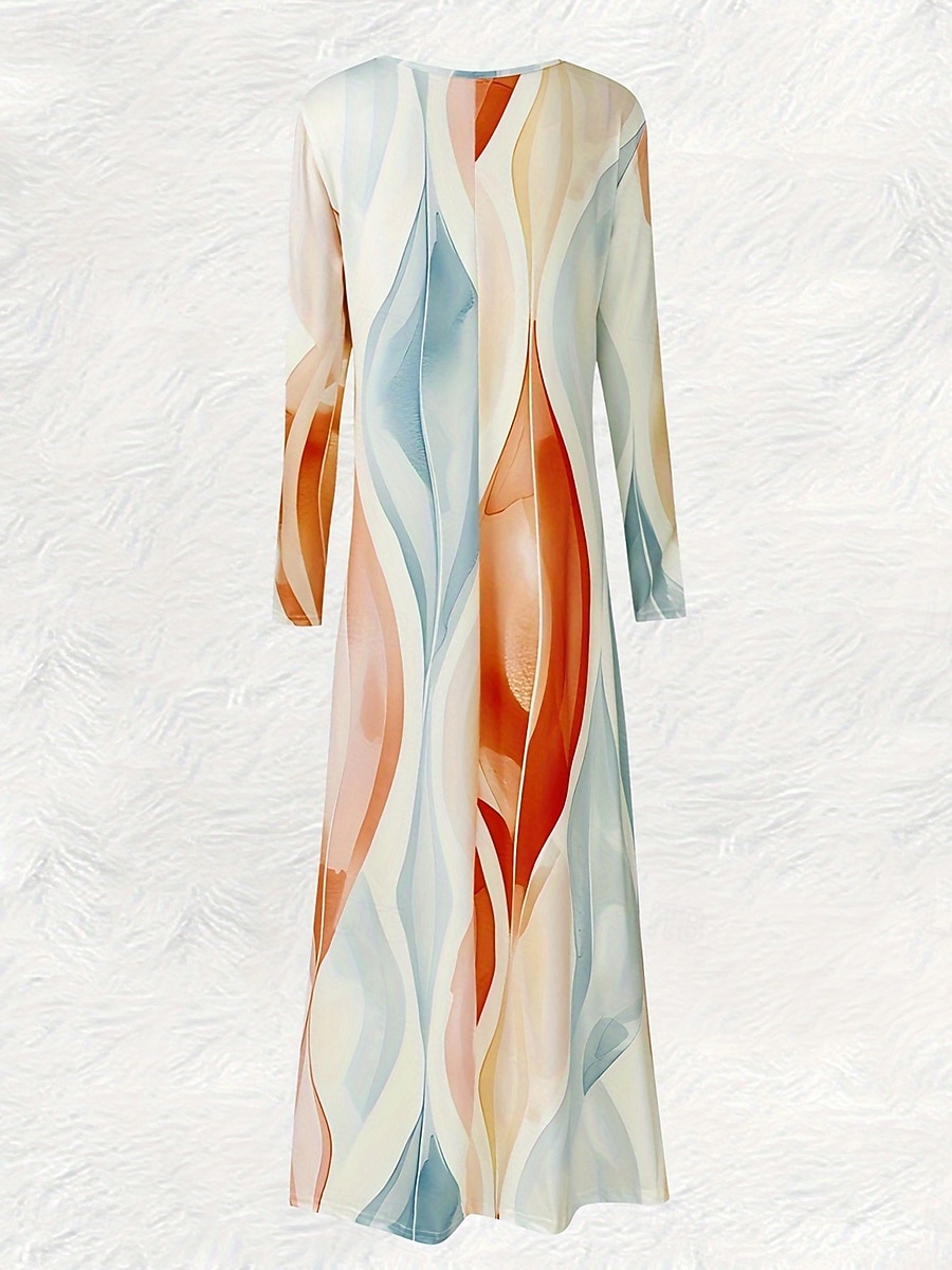 Naisten Maksimekko A linjainen mekko Vapaa-aika Boheemi Päivittäin Pyhäpäivä Normaali Geometrinen Abstrakti Pitkähihainen Tiukka pyöreä kaula-aukko Sininen Oranssi Apila Kevät Syksy 2025 - $36.99 –P2