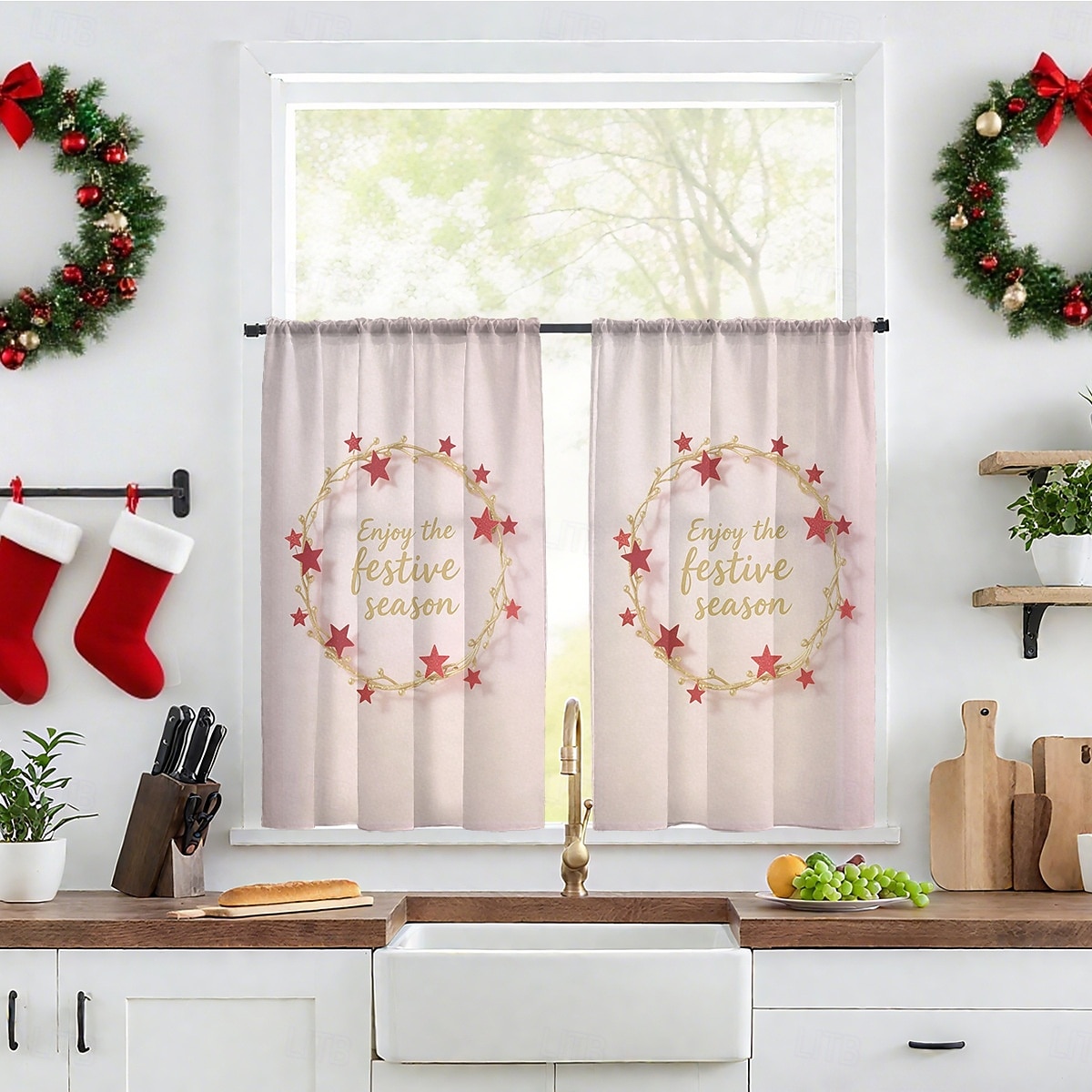 1 st ny julserie transparent gardin, 3D digitaltryckt stångficka fönstervoile, sovrum &vardagsrumsdekoration, direkt från fabriken 2025 - $12.49 –P20