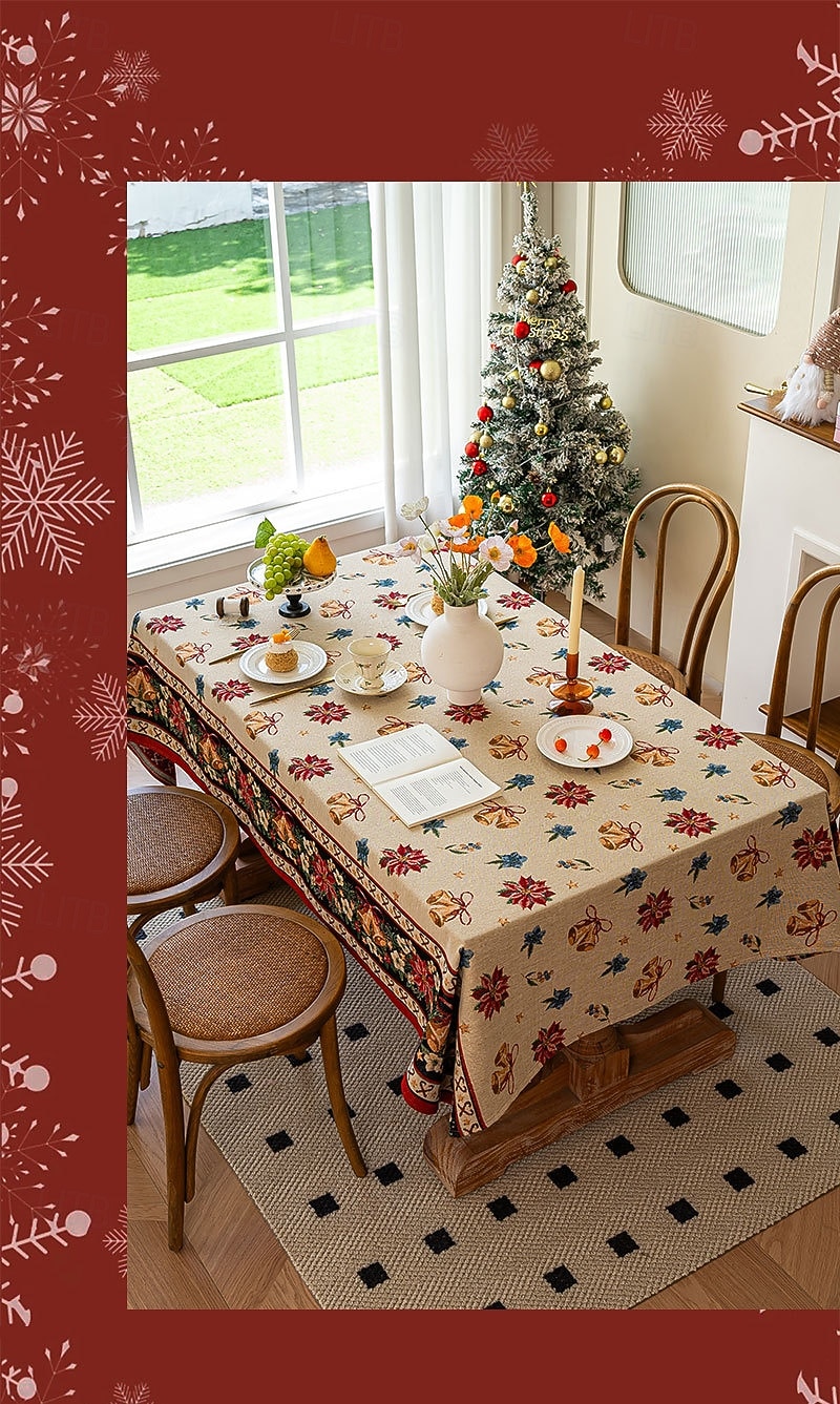 Nappe de Noël luxueuse élégant couvre-table rectangulaire rouge nappe pour table de thé de vacances linge de table décoratif de Noël de 2025 ? $12.99 –P3