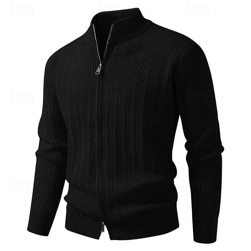 Herren Strickjacke Kurzer Pullover Reißverschluss-Pullover Strickpullover Gerippt Stricken Normale Oberteile Reißverschluss Einfach Stehkragen Mode Klassisch Urlaub Alltagskleidung Bekleidung Herbst 2025 - $40.99 –P4