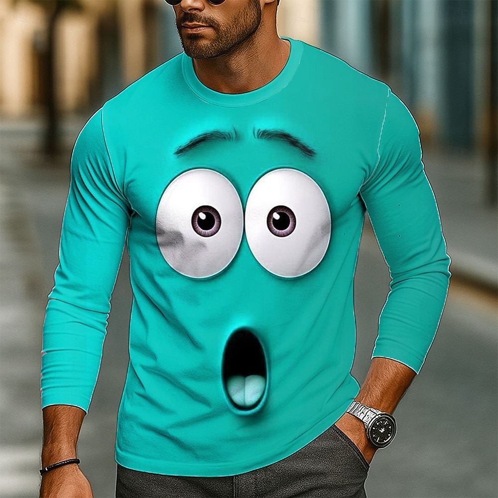 Herr 3D Roliga emotikoner T-shirt Långärmad T-shirt 3D-tryck Rund hals Skjorta Mode drivna Gata Dagligen Sjöblå Rubinrött Grön Sommar Vår Höst Kläder S M L XL XXL XXXL 2025 - $21.99 –P2
