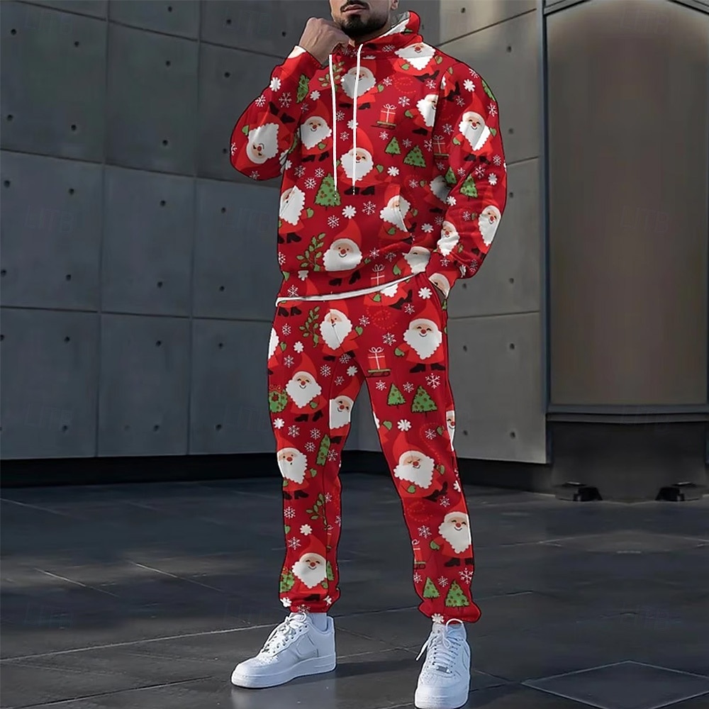 Navidad Hombre Cada Copos de nieve 2 piezas Conjuntos de sudaderas 3D Chándal Sudadera con capucha Manga Larga Pantalones largos Con Capucha Casual / Diario Ropa Deportiva Diario Festivos Impresión 3D 2025 - $46.99 –P1