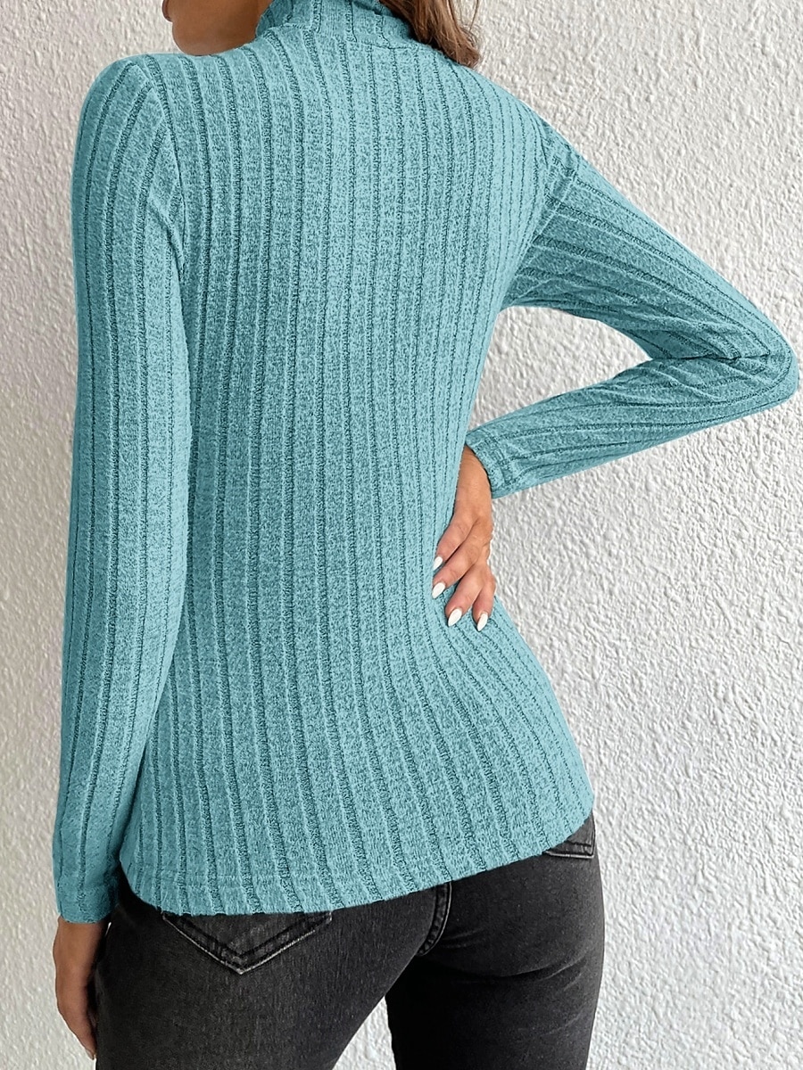 Női Blúz Fodrozott Tömör szín Stílusos Alkalmi Hosszú ujj Magasnyakú Normál felsők Napi Fekete Égszínkék Poros kék Khakizöld Szürke Tavasz Ősz Tél 2026 - $19.99 –P14