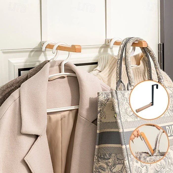 Crochets de porte pliables en bois sans perçage, support de placard invisible, crochet mural pour vêtements, gain de place, support pliable pour dortoir, chambre à coucher, porte arrière, organisateur de 2026 ? $16.99 –P10