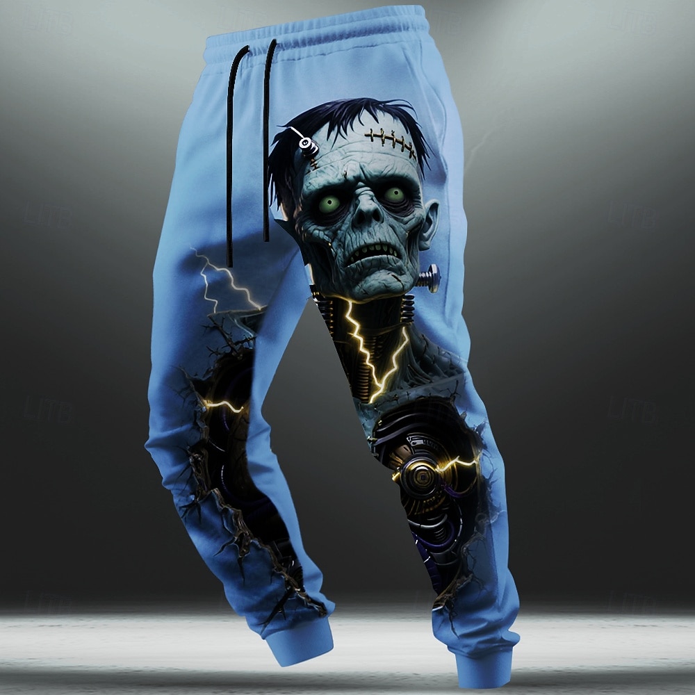 Herren Gothic-Horror Zombies Jogginghose Hose Mittlere Taille Kordelzug Elastischer Bund Dunkler Gothic-Stil Outdoor Ferien Sportliche Jogginghose mit Taschen Frühling Herbst 3D-Druck Blau Orange Grün 2026 - $24.99 –P2