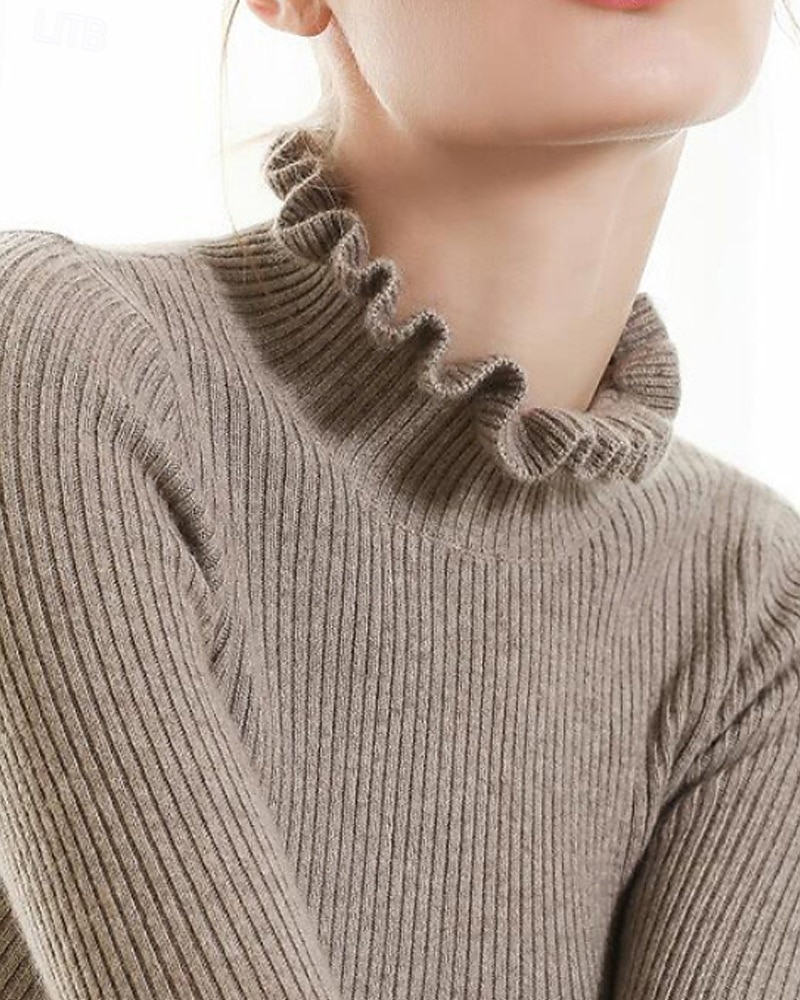 Pentru femei Pulover Plover Șic Stradă Casual Culoare solidă Guler Pe Gât Tricotat Manșon Lung Topuri obișnuite Tricotat Zilnic Ieșire Sfârșit de săptămână Negru Alb Toamnă Iarnă 2025 - $25.99 –P3