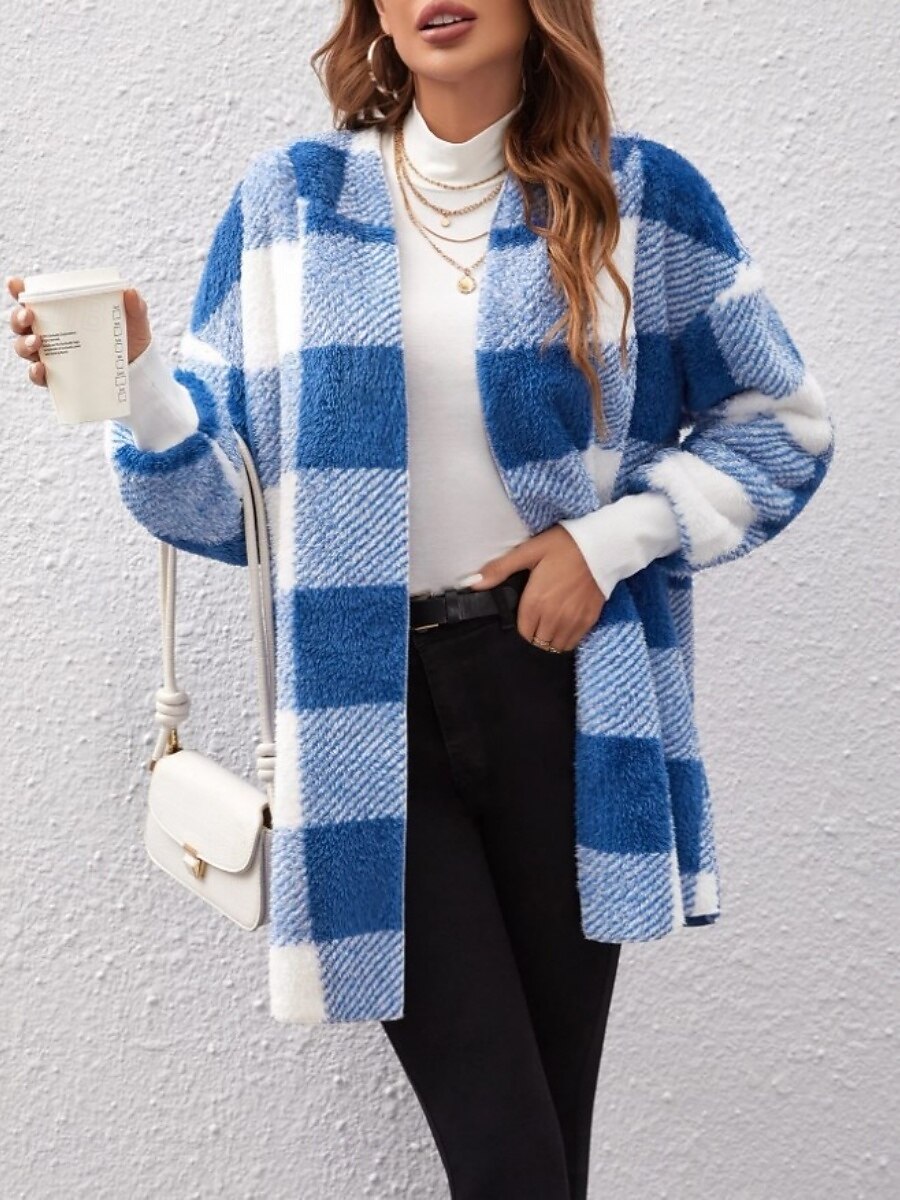 Pentru femei Jachetă din lână geacă Sherpa Comfortabil Respirabil Imprimeu Deschis frontal Casual Plisat Vacanță Stradă Casual Purtare Zilnică Deschis frontal Lung Răsfrânt Fit regulat Manșon Lung 2026 - $34.99 –P8