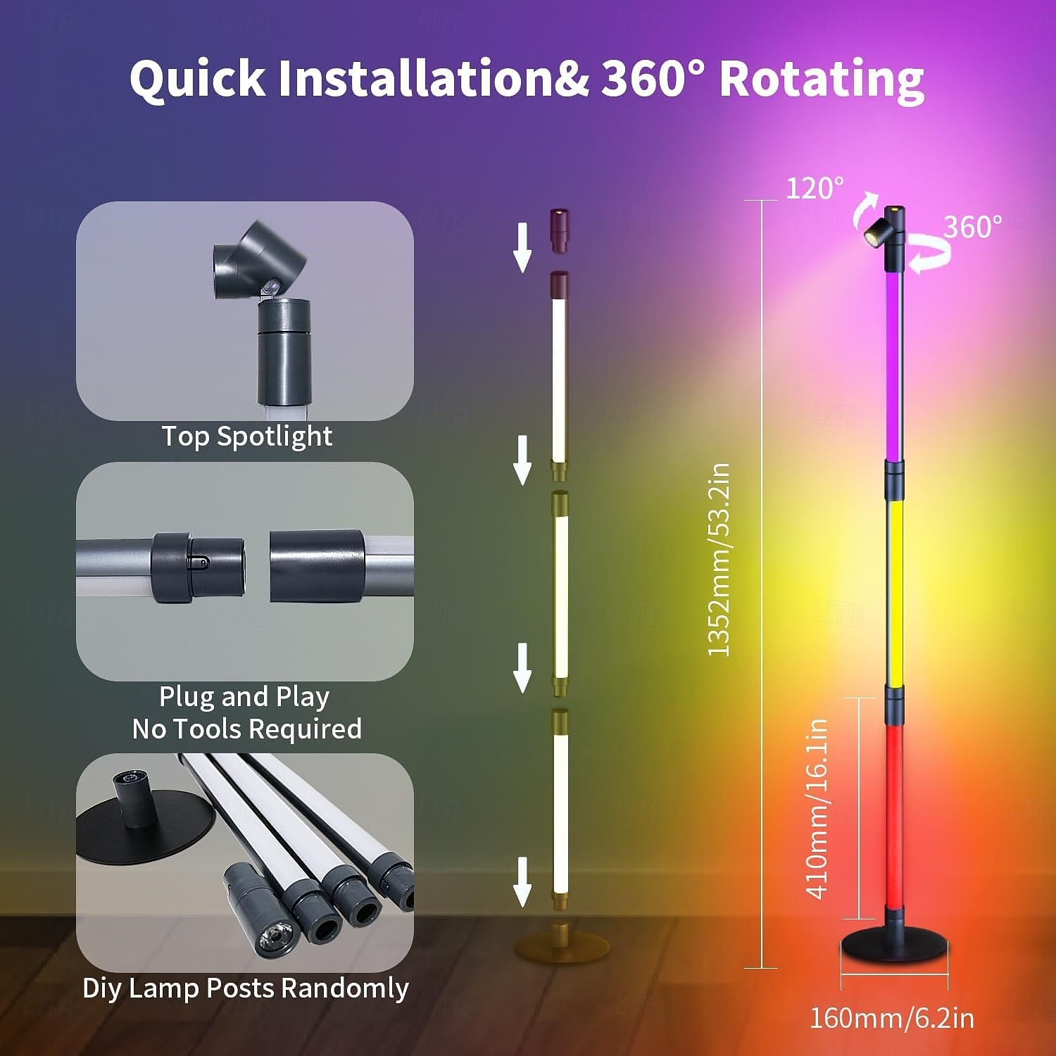 Corner Floor Lamp RGB, LED Floor Lamp with Music Sync and 16 Million DIY Colors, App & Remote Control, Color Changing Modern Smart Corner Lamp for Bedroom Living Room 2026 - $62.99 –P5